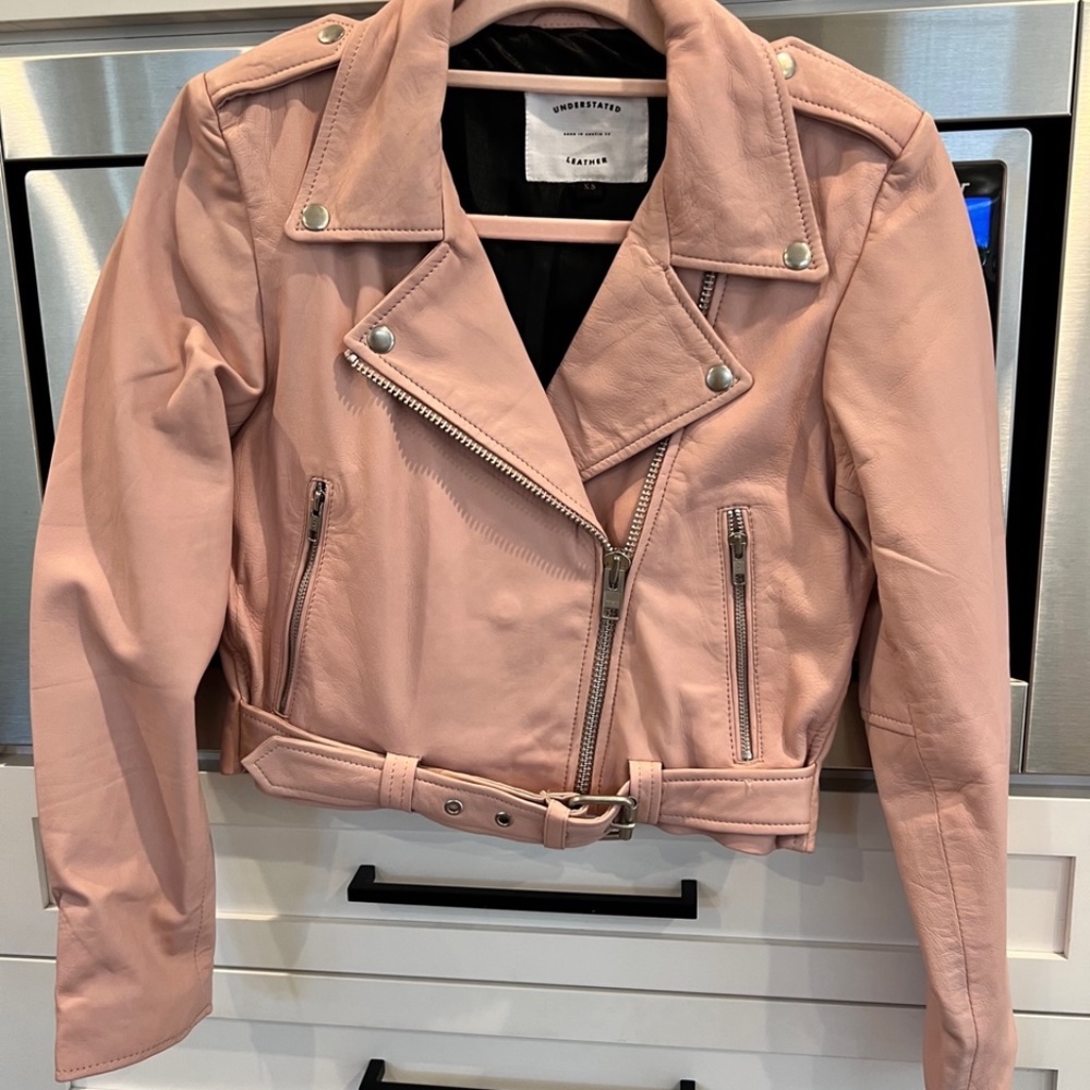 Brand new pink leather jacket by Understated Leather